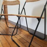 70s rattan folding chairs