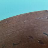 Vintage hand painted wooden round wall mirror