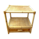 Table basse vintage bois et rotin blond un tiroir 1970