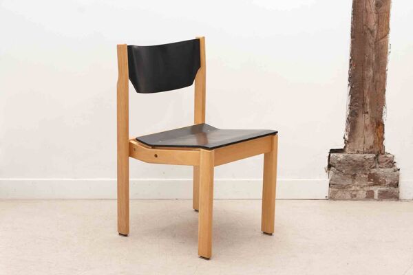 Chaise scandinave noir et hêtre