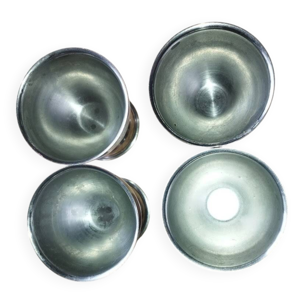 Lot de 4 coquetiers en métal argenté –années 60