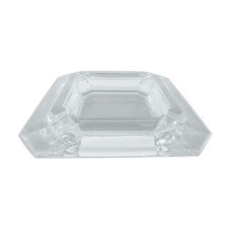 Octagonal ashtray in transparent glass style art deco 70s