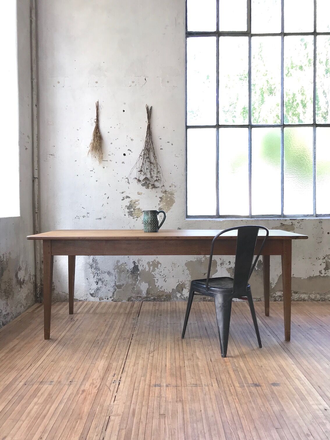Farm table in raw wood