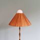 Brass floor lamp with rattan shade, 1950s-60s.