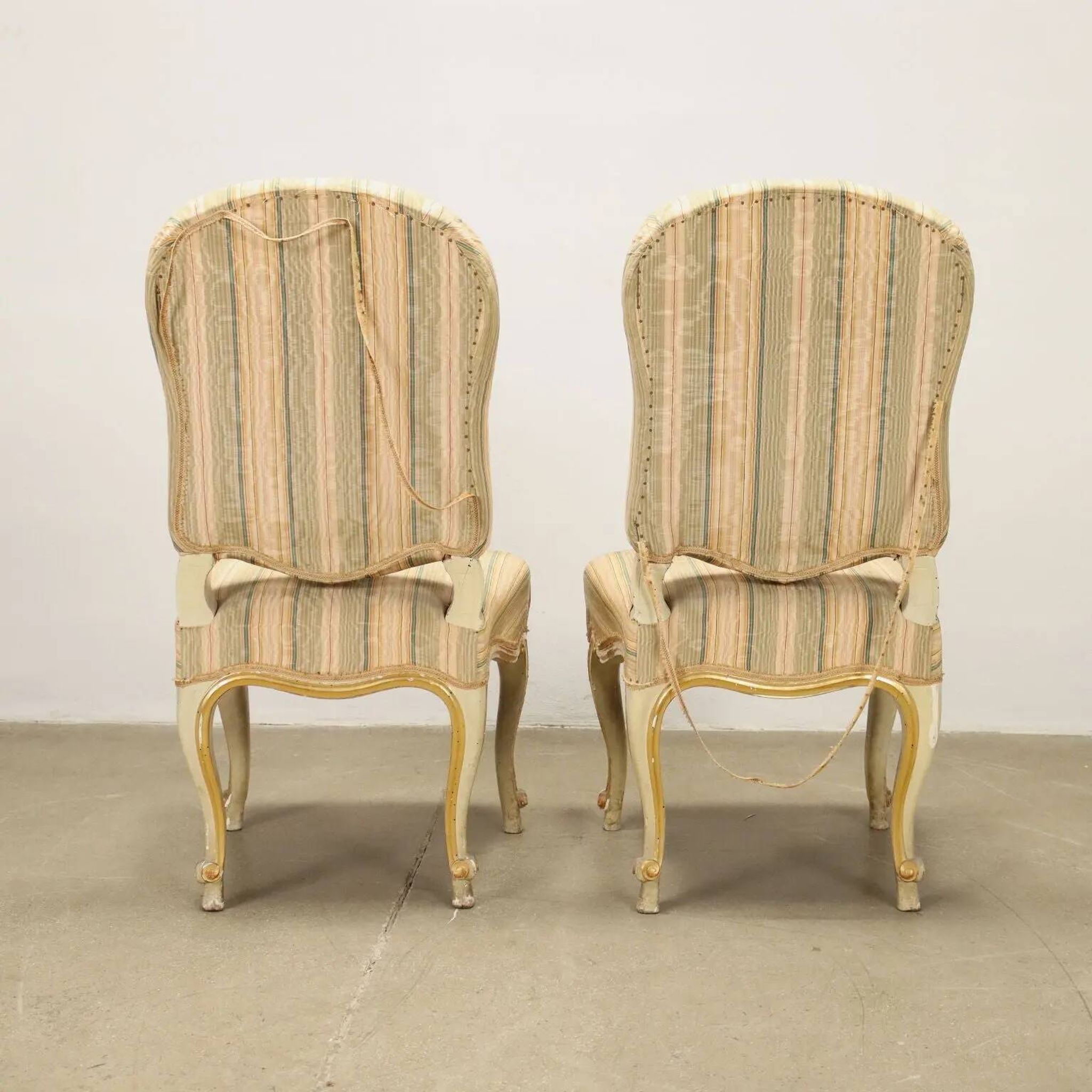 Group of 4 eclectic wooden chairs, Italy, 19th century