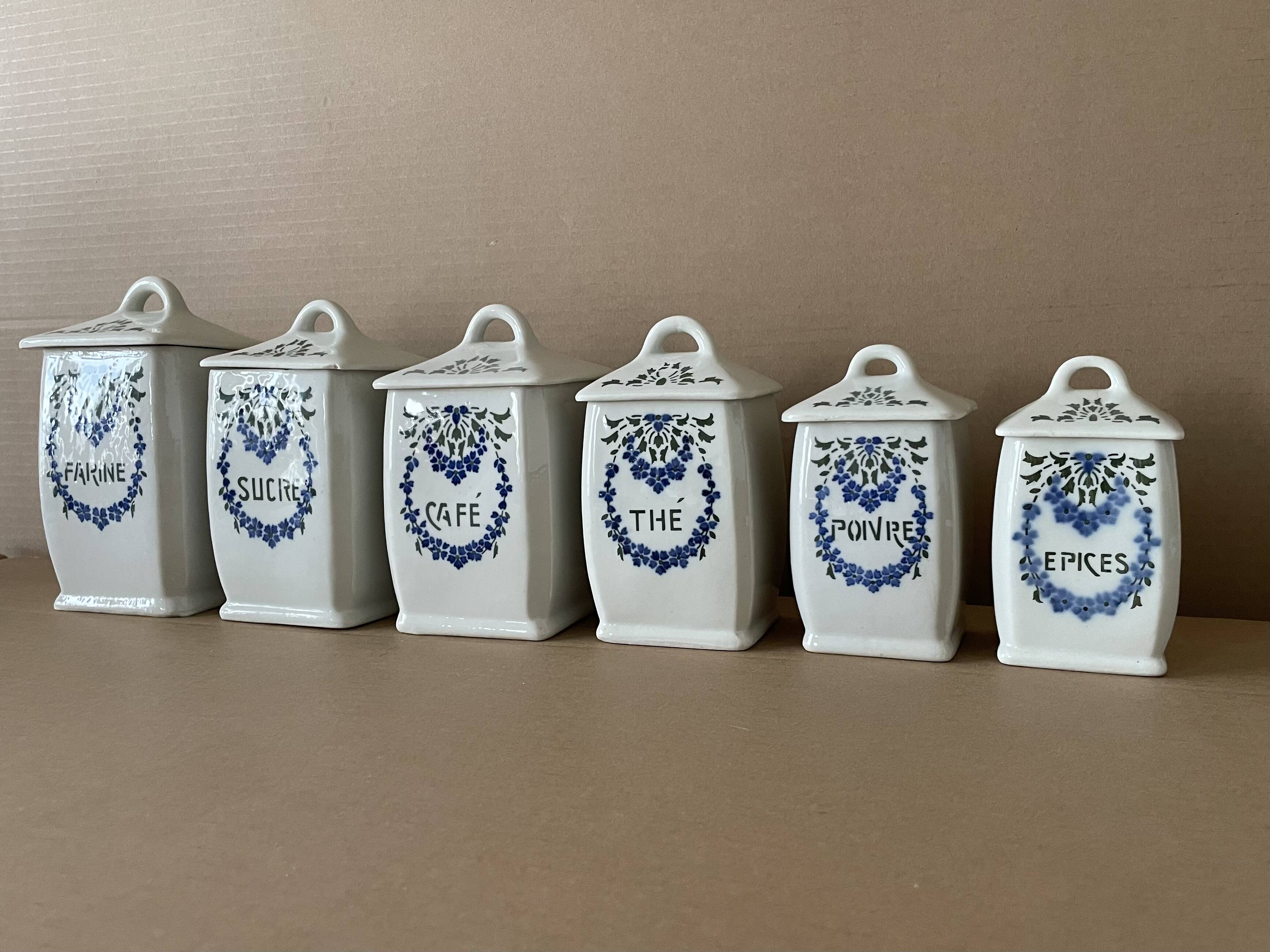 Set of 6 old spice jars