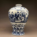 Dynastie qing style kangxi bleu et blanc les huit immortels traversant la mer vase prunus chinois