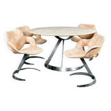 Euro Steel table and chair set 1970 Space Age