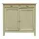 Renovated old Parisian buffet – Clay Green Envie & wooden top – 99 cm
