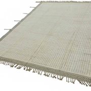 Tapis tribal unique noué à la main en laine beige 222 cm x 307 cm