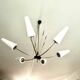 Large chandelier with 6 opaline tulip shades and 6 anthracite points, 1950