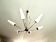 Large chandelier with 6 opaline tulip shades and 6 anthracite points, 1950