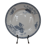 Royat Sarreguemines footed plate with blue decor