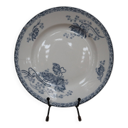 Assiette sur pied Royat Sarreguemines décor bleu
