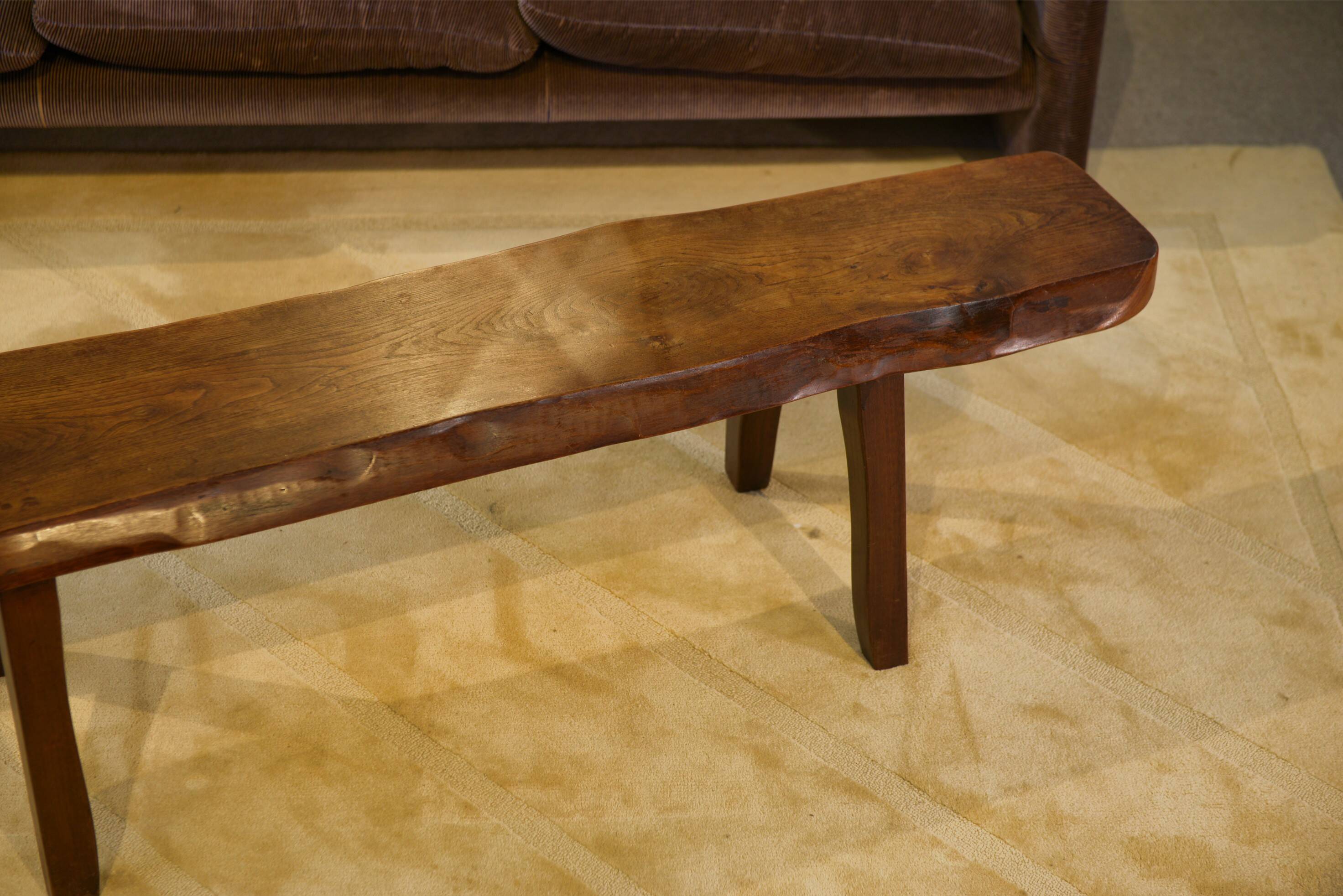 Brutalist elm bench by Aranjou, 1950s