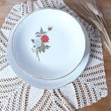 8 assiettes à dessert et plat de service moulin des loups motif rose