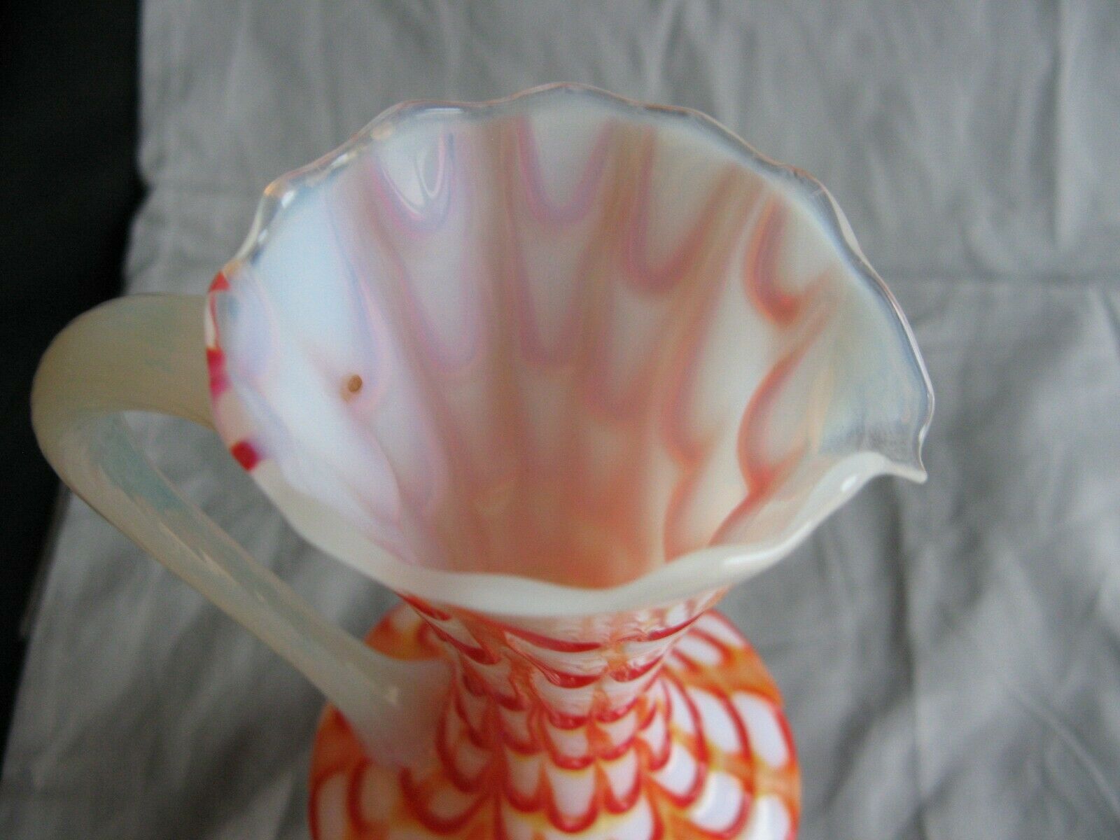Crystal or opaline foot pitcher murano opalescent glass fair