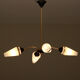 Suspension chandelier brass 4 branches tulips glass 1950 1960
