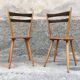 Pair of bistro and bohemian beech chairs, compass feet 1950