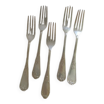 Set of silver metal forks