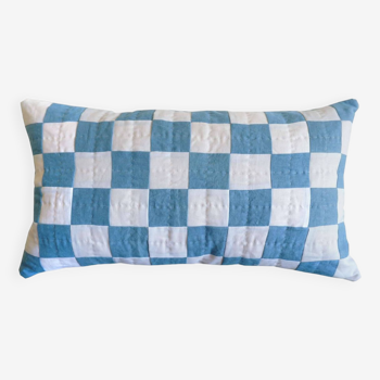 Chequered Cushion in Blue