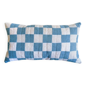 Chequered Cushion in Blue