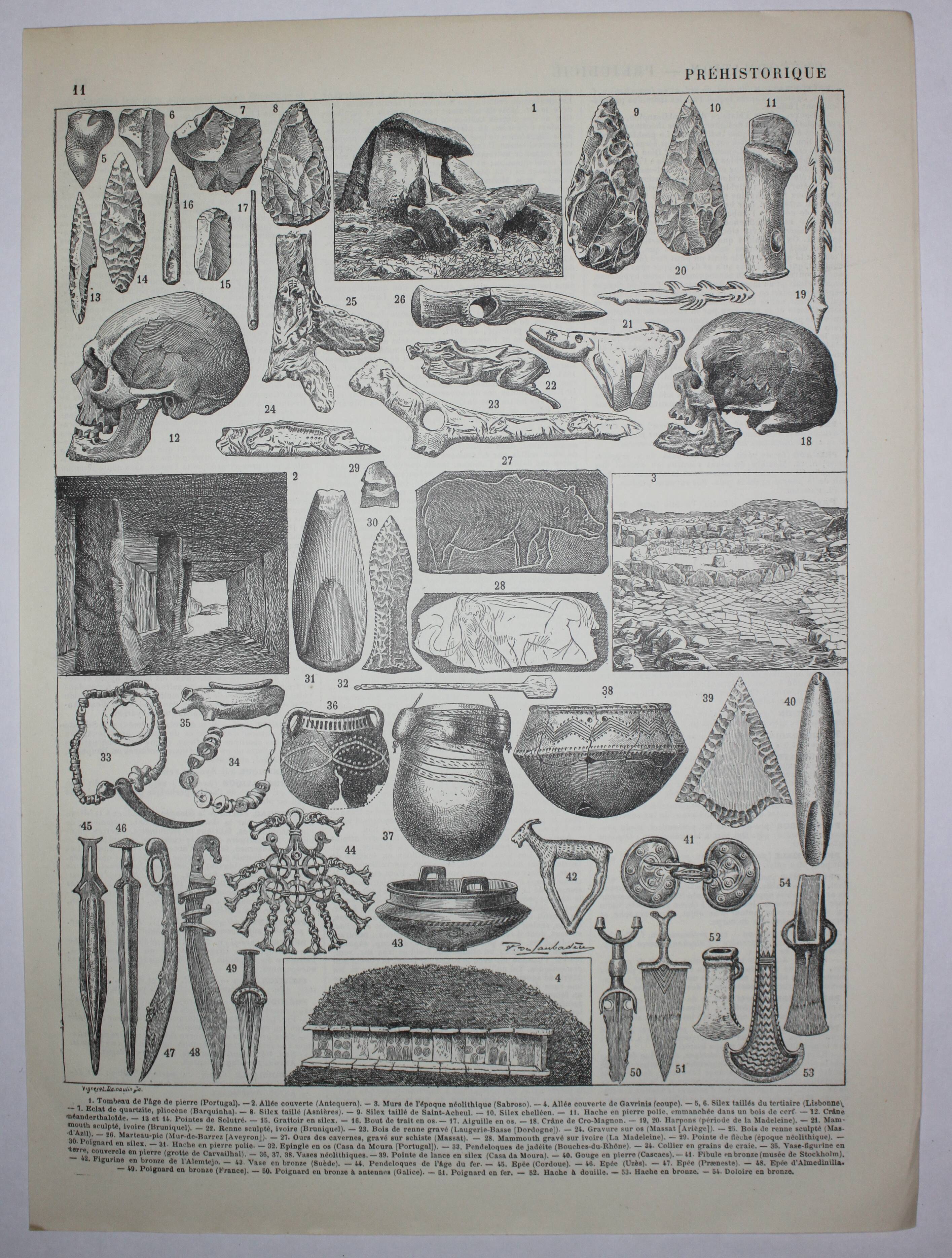 Lithograph • Prehistory, archaeology • Original engraving from 1898
