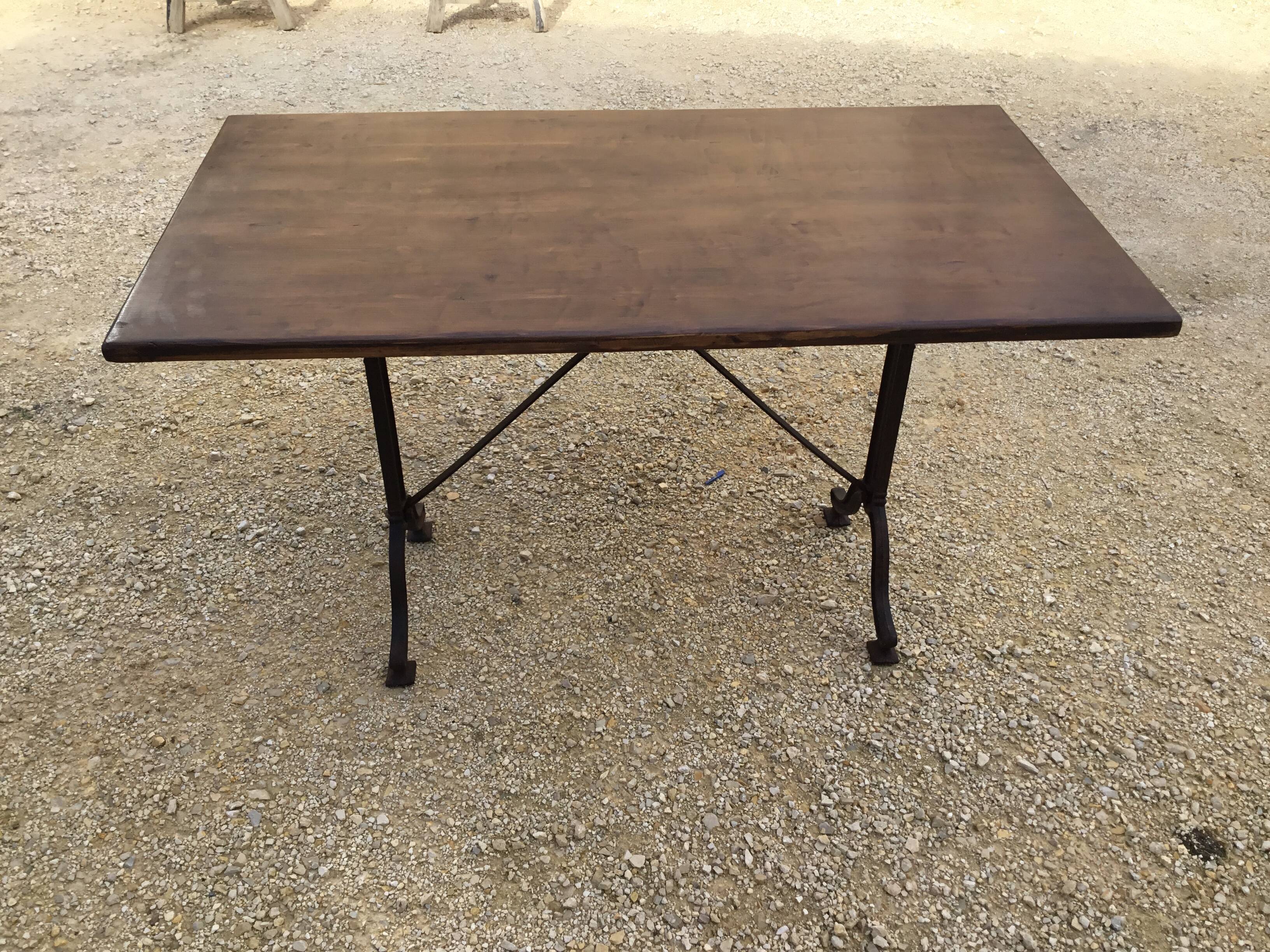 Cast iron and wood bistro table