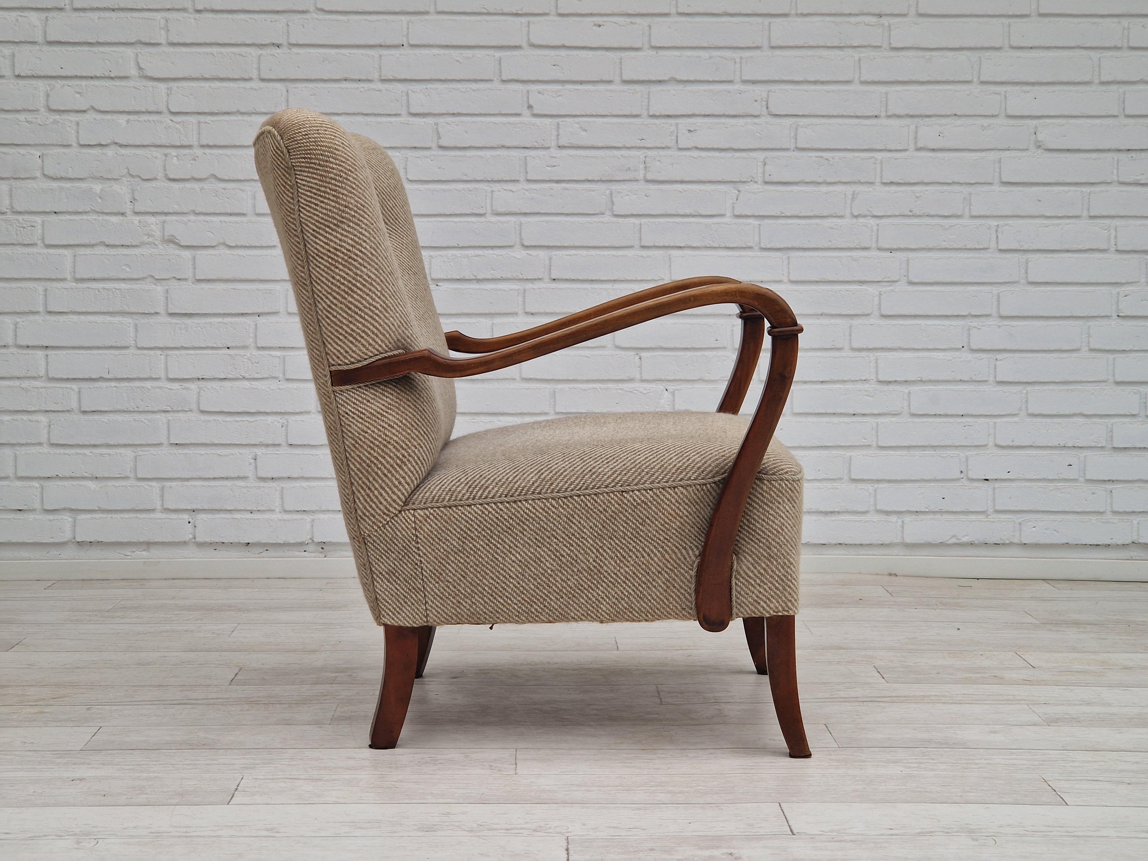 1960s, Danish design, armchair in quality furniture wool fabric.