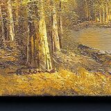 oil on canvas, river forest mountain