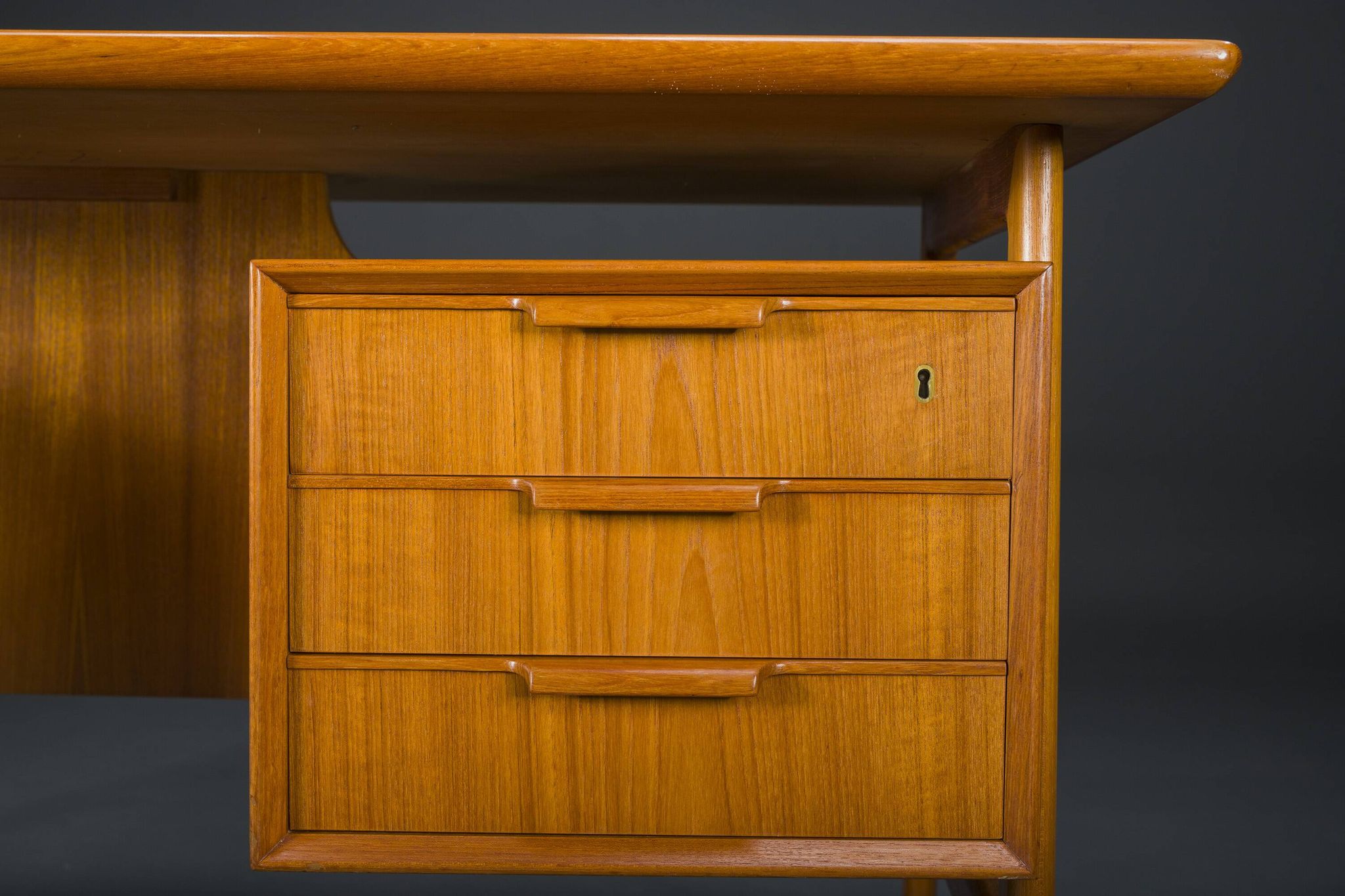 Model 75 Teak Desk by Gunni Omann for Omann Jun Furniture Factory, 1960s