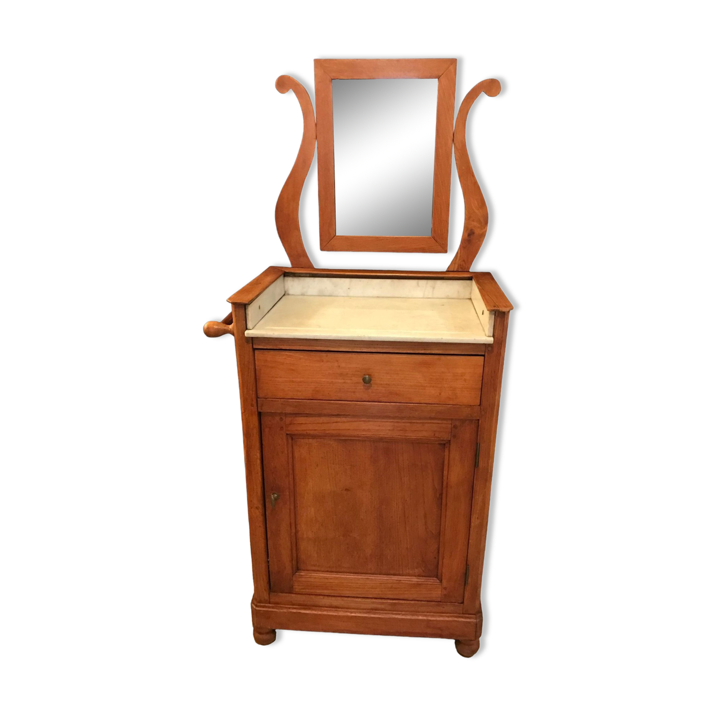 1900 period dressing table pitchpin with marble and mirror