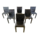 Black leather dining chairs by Arper italy, 1980s - set of 6