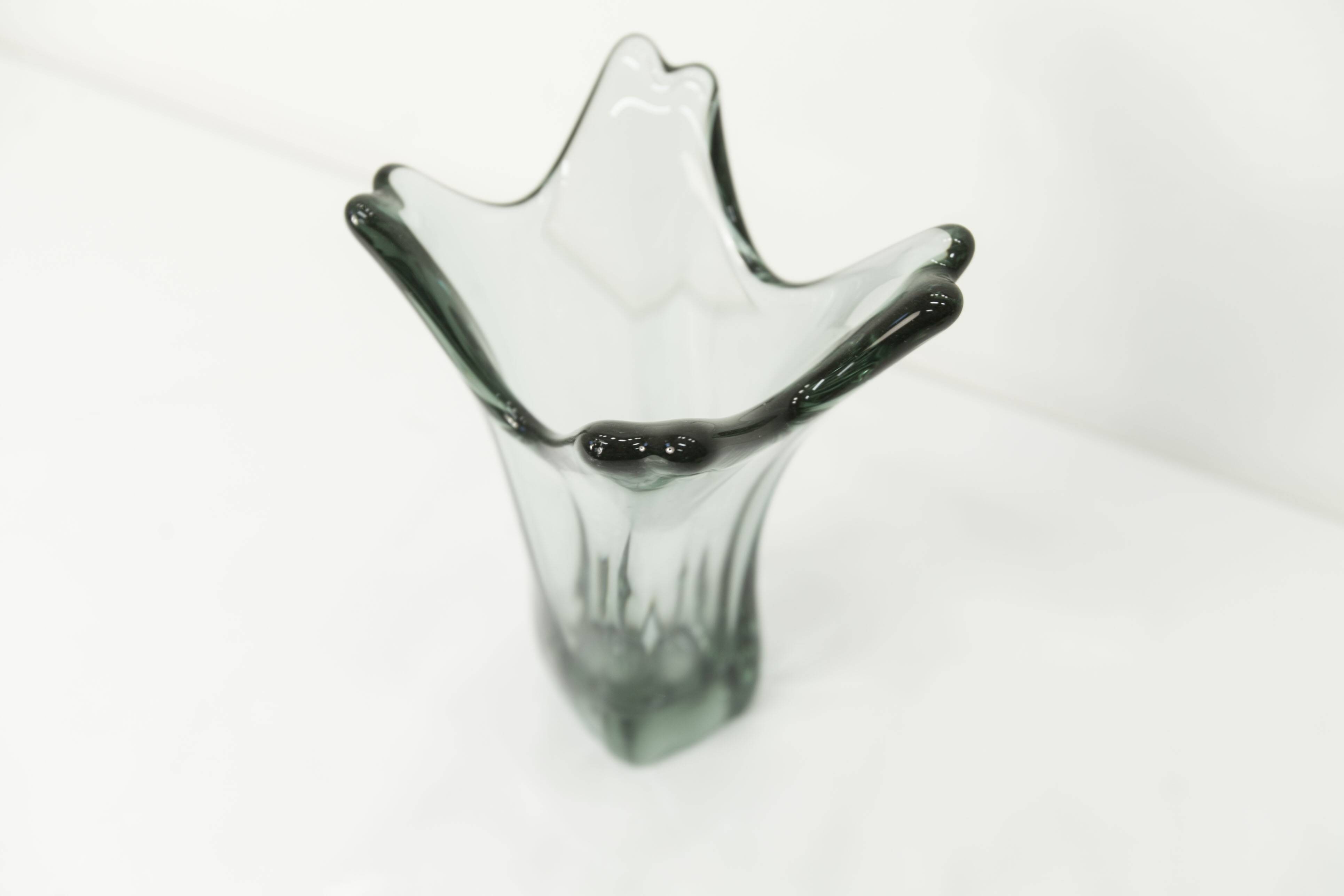 Transparent green Murano glass vase 1960