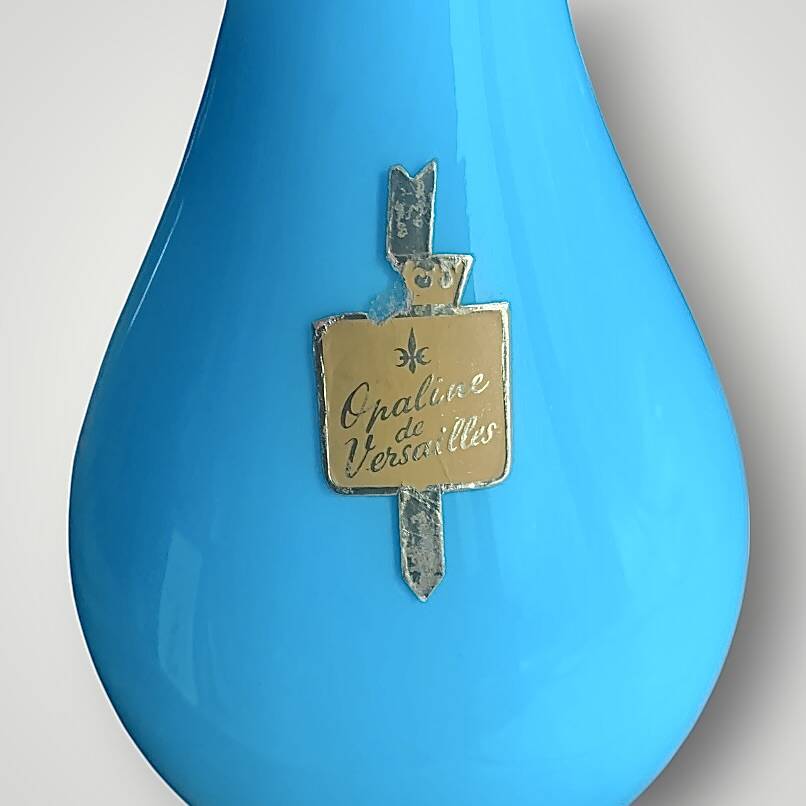 Antique turquoise opaline pitcher vase from Versailles – 1960s
