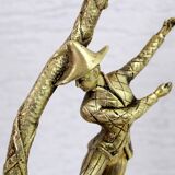 Pair of lamps in bronze and gilded glass