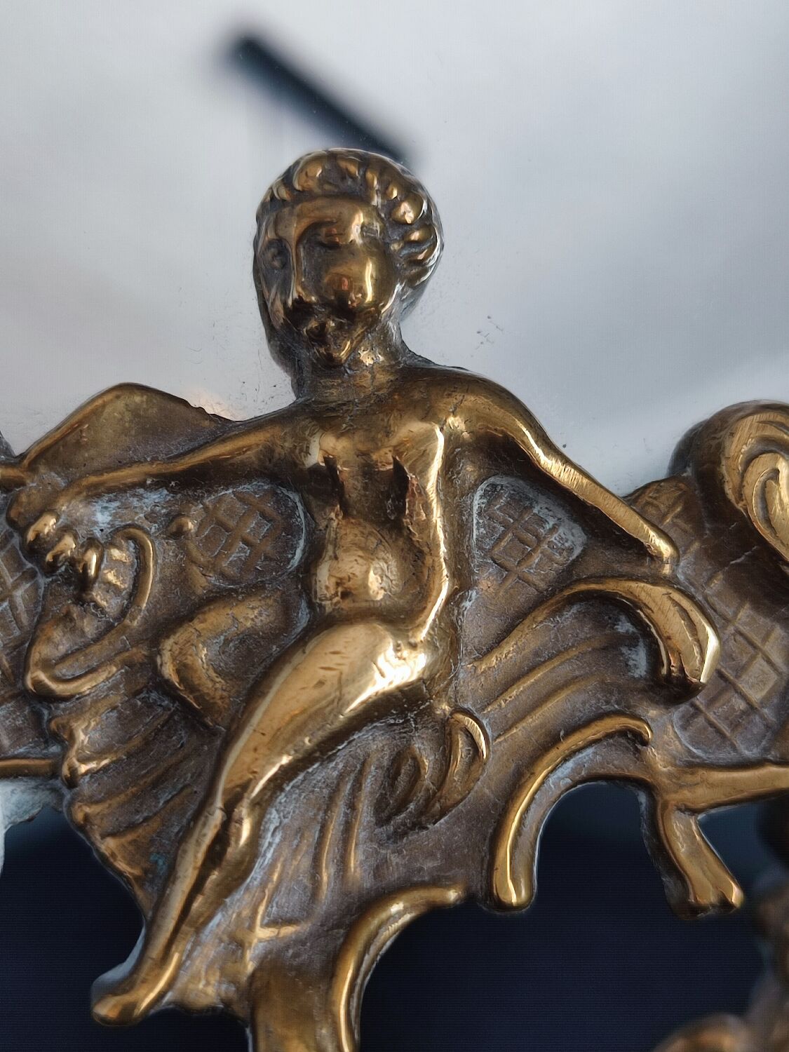 Ancient mirror psyche in bronze
