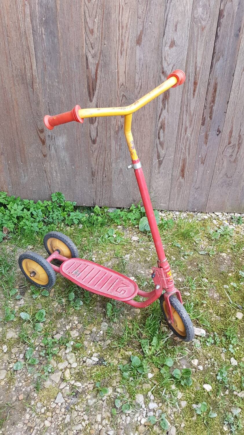 Old nordy children's scooter red metal 1970s vintage