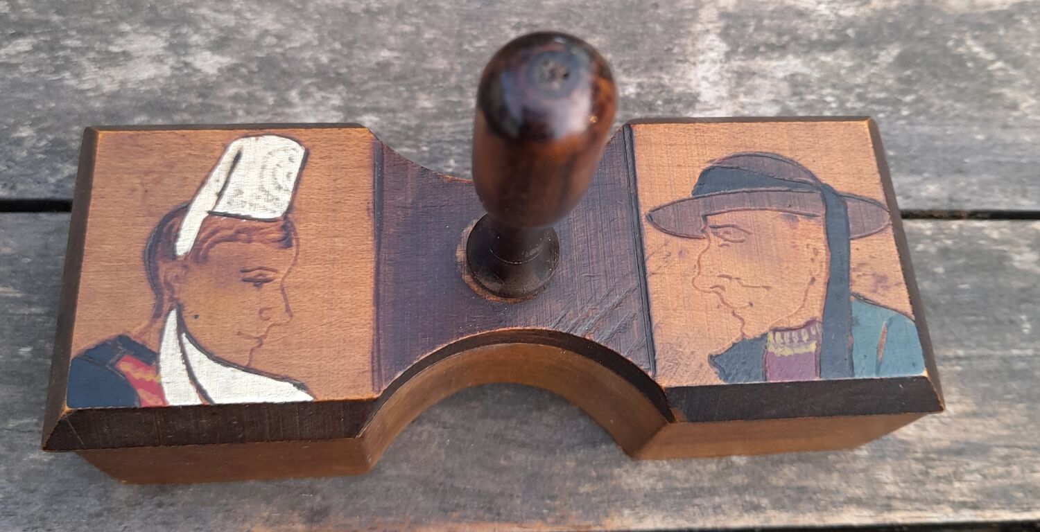 Pepper shaker wood, Breton subjects, vintage