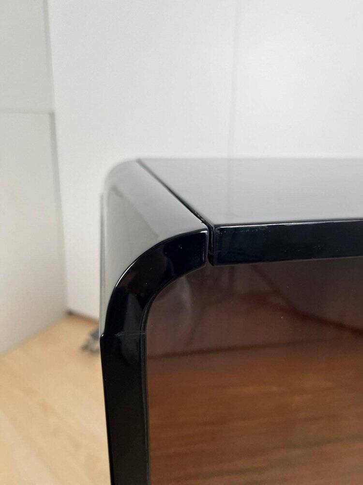 French Art Deco Half Cabinet in Black Lacquer and Mahogany, 1930