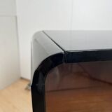 French Art Deco Half Cabinet in Black Lacquer and Mahogany, 1930