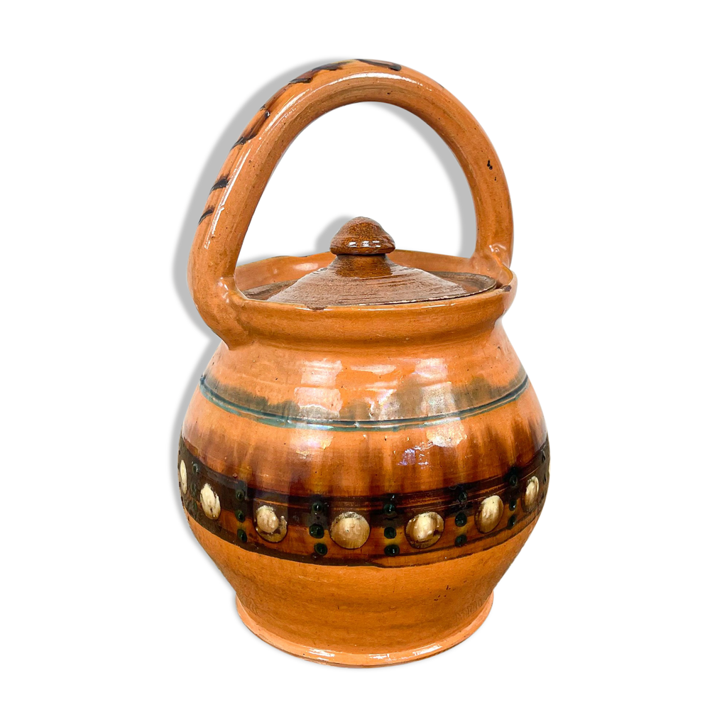 Marmite émaillée Vintage Orange Foncé - Bon état - Compatible Gaz Et électrique