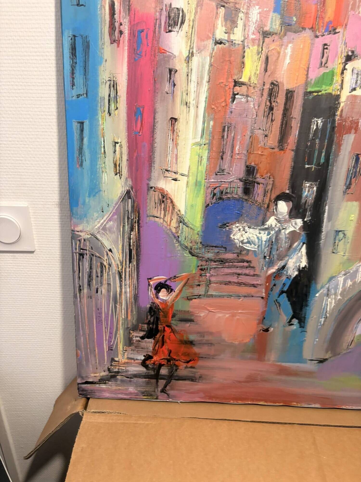 Canvas Painting Deloison Venetian Scene Carnival Pierrot Commedia
