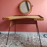 Vintage rattan and metal dressing table