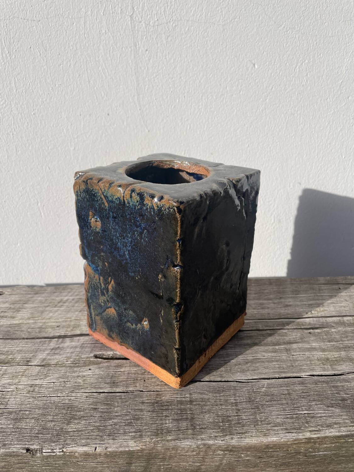 Glazed stoneware potter's vase