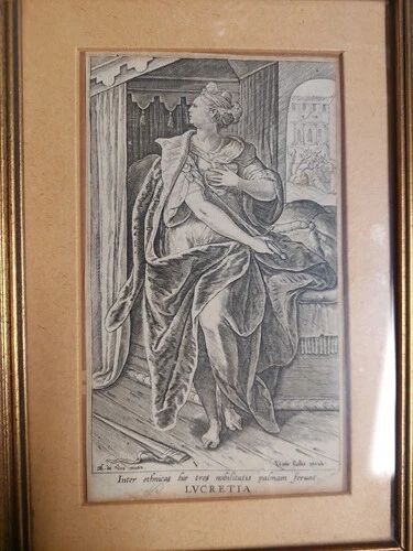 Philip Galle (1537-1612) "Lucretia" Engraving Burin