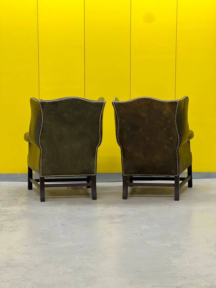 Vintage leather chesterfield wingback armchair-(price is for one Chair)