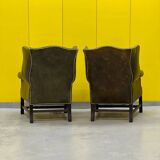 Vintage leather chesterfield wingback armchair-(price is for one Chair)