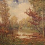 Italian painting landscape signed and dated from the 20th century