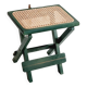 Petit Tabouret pliable bois vert et cannage